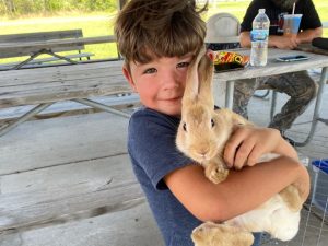 Toddler with a bunny